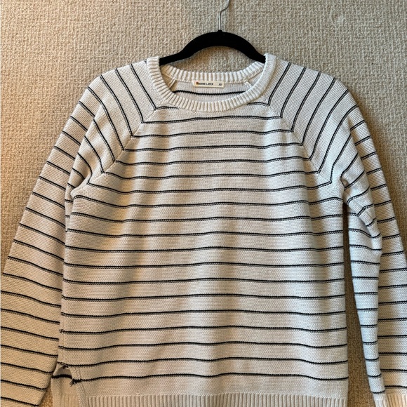 Marine Layer Sweaters - Marine Layer Cream and Black Striped Sweater